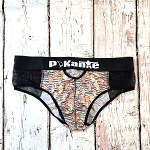 Vintage Pikante Sailor Print Black Mesh Brief